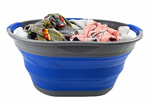 SAMMART 25L Collapsible Plastic Laundry Basket - Foldable Pop Up Storage Container/Organizer - Portable Washing Tub - Space Saving Hamper/Basket
