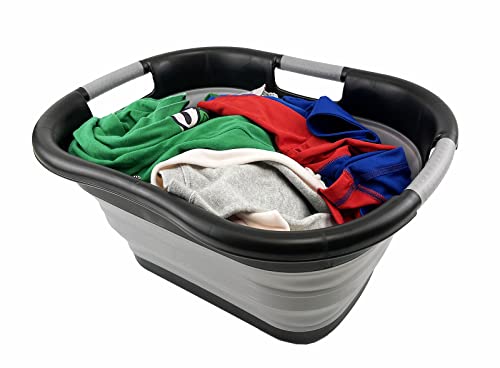 SAMMART 30L Collapsible Plastic Laundry Basket - Foldable Pop Up Storage Container/Organizer - Portable Washing Tub - Space Saving Hamper/Basket