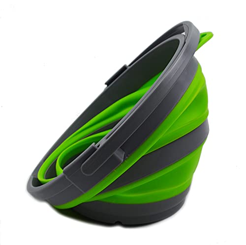 SAMMART 10L Collapsible Fishing Bucket with Locking Lid - Foldable Round Tub - Portable Plastic Water Pail - Space Saving Outdoor Waterpot