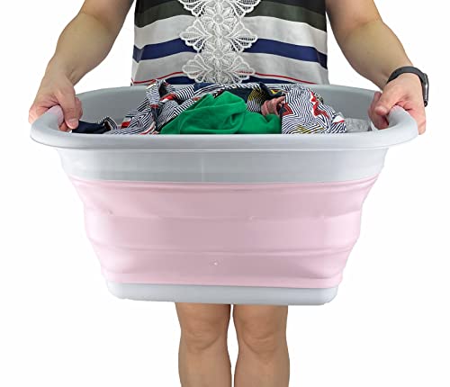 SAMMART 25L Collapsible Laundry Basket/Tub - Foldable Storage Container/Organizer - Portable Washing Bin - Space Saving Hamper, Water Capacity: 19L