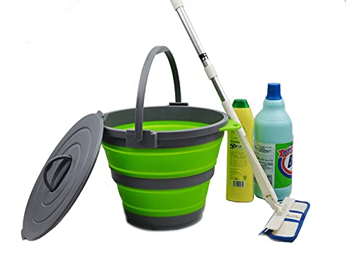 SAMMART 10L Collapsible Fishing Bucket with Locking Lid - Foldable Round Tub - Portable Plastic Water Pail - Space Saving Outdoor Waterpot