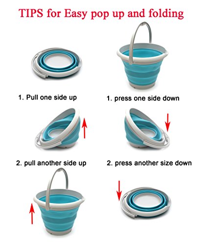 SAMMART 10L Collapsible Plastic Bucket - Foldable Round Tub - Portable Fishing Water Pail size 33cm dia