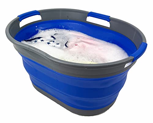 SAMMART 25L Collapsible Plastic Laundry Basket - Foldable Pop Up Storage Container/Organizer - Portable Washing Tub - Space Saving Hamper/Basket
