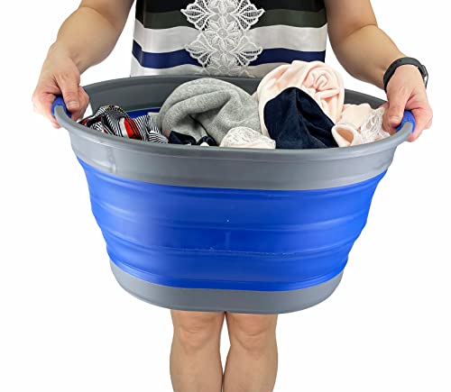 SAMMART 23L (6 Gallons) Collapsible Plastic Laundry Basket - Oval Tub/Basket - Foldable Storage Container/Organizer - Portable Washing Tub - Space Saving Laundry Hamper