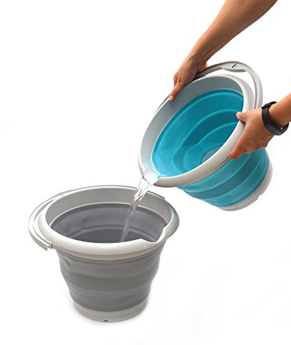 SAMMART 10L Collapsible Plastic Bucket - Foldable Round Tub - Portable Fishing Water Pail size 33cm dia
