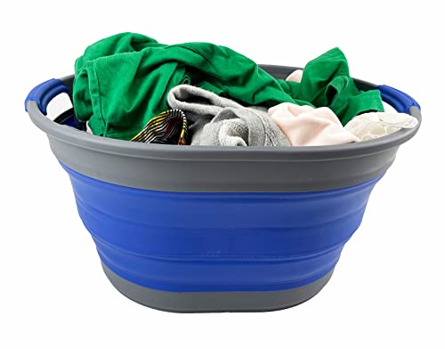 SAMMART 23L (6 Gallons) Collapsible Plastic Laundry Basket - Oval Tub/Basket - Foldable Storage Container/Organizer - Portable Washing Tub - Space Saving Laundry Hamper