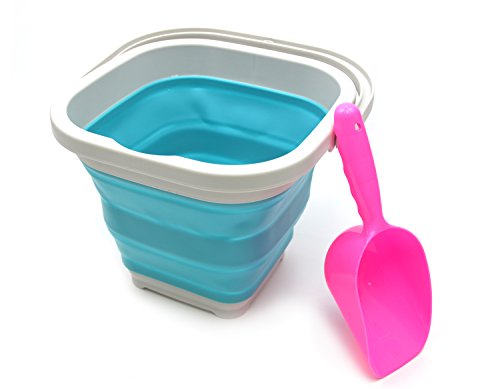 SAMMART 5L Square Collapsible Plastic Bucket - Foldable Square Tub - Portable Fishing Water Pail - Space Saving Outdoor Waterpot
