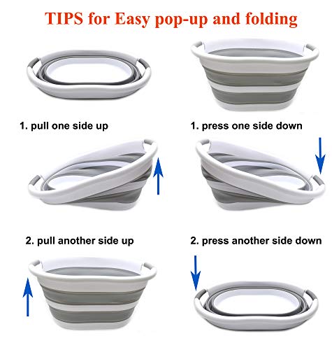 SAMMART 36L Collapsible Plastic Laundry Basket - Oval Tub/Basket - Foldable Storage Container/Organizer - Portable Washing Tub - Space Saving Laundry Hamper, Water Capacity: 28L