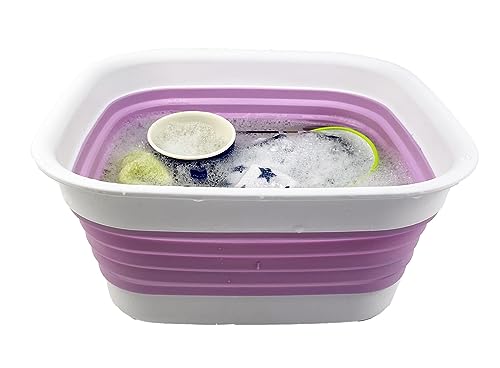 SAMMART 8L Collapsible Tub - Foldable Dish Tub - Portable Washing Basin - Space Saving Plastic Washtub