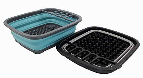 SAMMART 8L Collapsible Plastic Dish Drainer - Foldable Drying Rack - Portable Dinnerware Organizer - Space Saving Kitchen Storage Tray