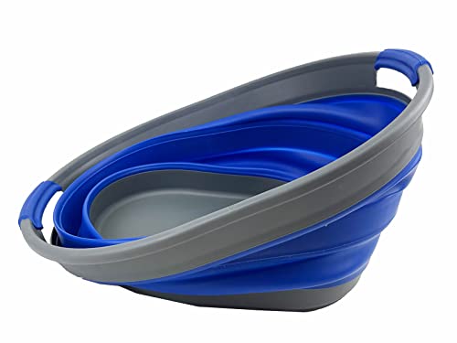 SAMMART 23L (6 Gallons) Collapsible Plastic Laundry Basket - Oval Tub/Basket - Foldable Storage Container/Organizer - Portable Washing Tub - Space Saving Laundry Hamper