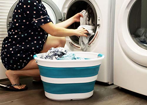 SAMMART Set of 2 Collapsible Plastic Laundry Basket - Oval Tub/Basket - Foldable Storage Container/Organizer - Portable Washing Tub - Space Saving Laundry Hamper