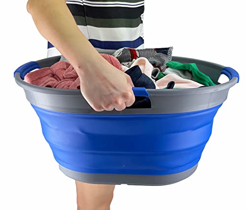 SAMMART 25L Collapsible Plastic Laundry Basket - Foldable Pop Up Storage Container/Organizer - Portable Washing Tub - Space Saving Hamper/Basket