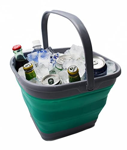 SAMMART 10L Set of 2 Collapsible Plastic Rectangular Handy Basket/Bucket