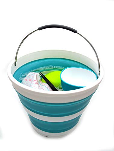 SAMMART Collapsible Plastic Bucket - Foldable Round Tub - Portable Fishing Water Pail - Space Saving Outdoor Waterpot, size 31cm dia