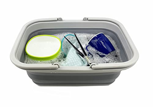 SAMMART 9.2L Collapsible Tub with Handle - Portable Outdoor Picnic Basket/Crater - Foldable Shopping Bag - Space Saving Storage Container