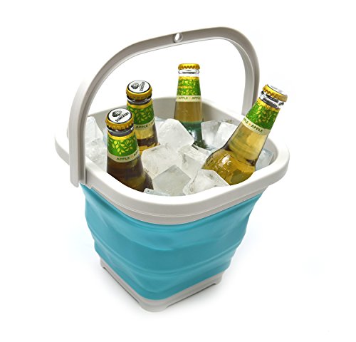SAMMART 5L Square Collapsible Plastic Bucket - Foldable Square Tub - Portable Fishing Water Pail - Space Saving Outdoor Waterpot