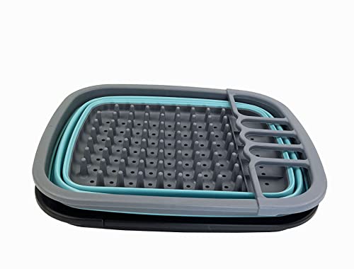 SAMMART 8L Collapsible Plastic Dish Drainer - Foldable Drying Rack - Portable Dinnerware Organizer - Space Saving Kitchen Storage Tray