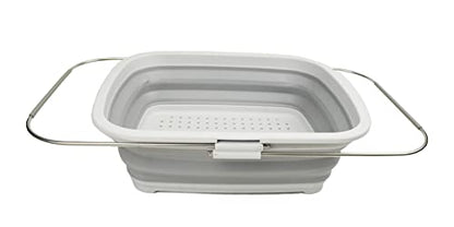 SAMMART 8L Expandable & Collapsible Plastic Dish Drainer - Foldable Drying Rack - Portable Dinnerware Organizer - Space Saving