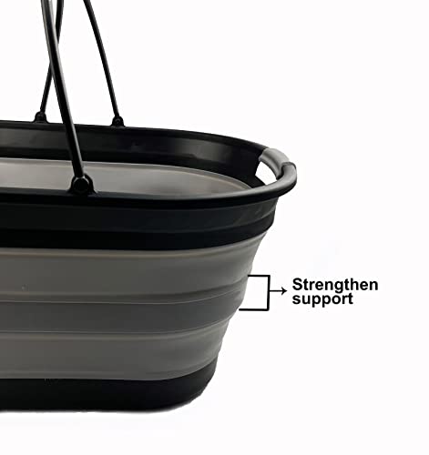 SAMMART 38L Collapsible Plastic Laundry Basket - Foldable Storage Container/Organizer - Portable Washing Tub - Space Saving Laundry Hamper