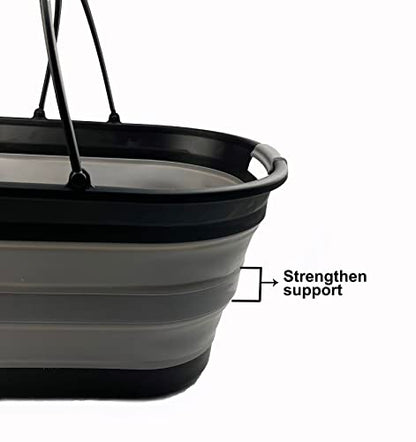 SAMMART 38L Collapsible Plastic Laundry Basket - Foldable Storage Container/Organizer - Portable Washing Tub - Space Saving Laundry Hamper