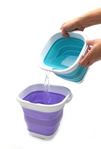 SAMMART Set of 2-2.6L Super Mini Sqare Collapsible Plastic Bucket - Foldable Square Tub - Portable Fishing Water Pail - Space Saving Outdoor Waterpot