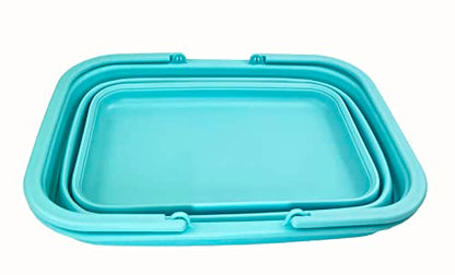 SAMMART 9.2L Collapsible Tub with Handle - Portable Outdoor Picnic Basket/Crater - Foldable Shopping Bag - Space Saving Storage Container… (Jade)