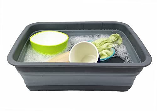 SAMMART 8L Collapsible Tub - Foldable Dish Tub - Portable Washing Basin - Space Saving Plastic Washtub