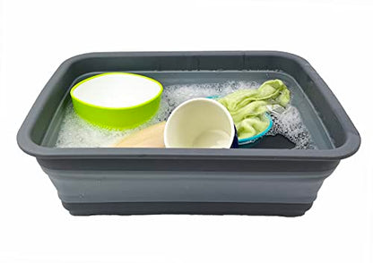 SAMMART 7L Collapsible Tub - Foldable Dish Tub - Portable Washing Basin - Space Saving Plastic Washtub