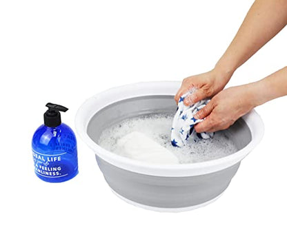 SAMMART 7.5L Collapsible Tub - Foldable Dish Tub - Portable Washing Basin - Space Saving Plastic Washtub