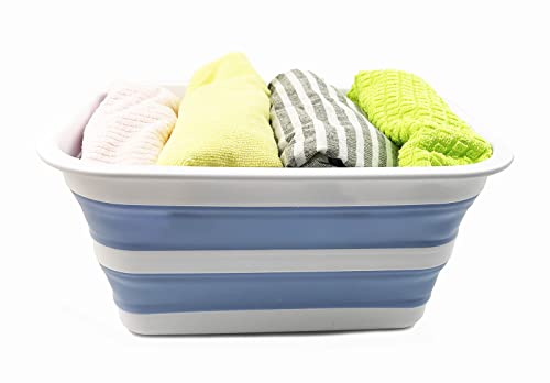 SAMMART 12L Collapsible Tub - Portable Outdoor Picnic Tray - Portable Washing Basin - Space Saving Plastic Washtub