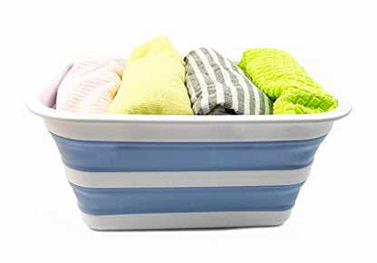 SAMMART 12L Collapsible Tub - Portable Outdoor Picnic Tray - Portable Washing Basin - Space Saving Plastic Washtub