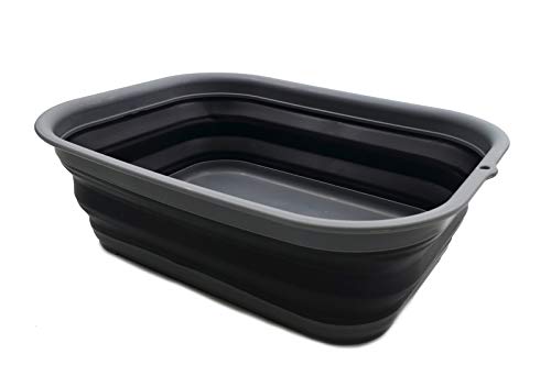 SAMMART 12L Collapsible Tub - Foldable Dish Tub - Portable Washing Basin - Space Saving Plastic Washtub