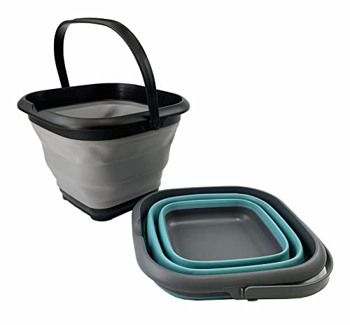 SAMMART 8.5L Collapsible Square Handy Bucket/Foldable SquareWater Pail/Portable Tub with Handle. Size 31cm (Square)