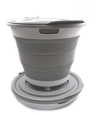 SAMMART 66L Collapsible Plastic Garbage Bin with Wheels & Removable Lid-Foldable Pop Up Container-Portable Washing Tub-Space Saving,Water Capacity 56L
