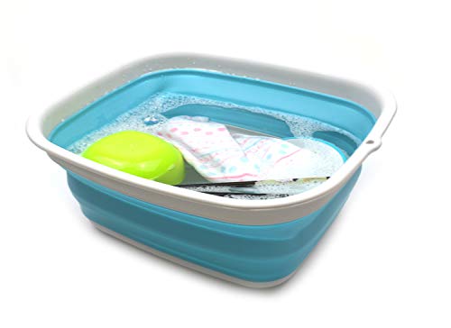 SAMMART Collapsible Tub - 9.45L - Foldable Dish Tub - Portable Washing Basin - Space Saving Plastic Washtub