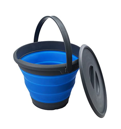 SAMMART 5.5L Collapsible Plastic Bucket with Lid - Foldable Round Tub with Lid - Portable Fishing Water Pail - Space Saving Outdoor Waterpot.