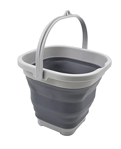 SAMMART 2.6L Super Mini Sqare Collapsible Plastic Bucket - Foldable Square Tub - Portable Fishing Water Pail - Space Saving Outdoor Waterpot