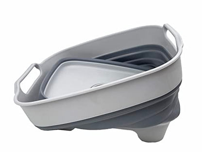 SAMMART 7.5L Collapsible Dishpan with Draining Plug - Foldable Washing Basin - Portable Dish Washing Tub - Space Saving Kitchen Storage Tub