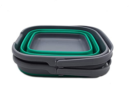 SAMMART 10L Set of 2 Collapsible Plastic Rectangular Handy Basket/Bucket