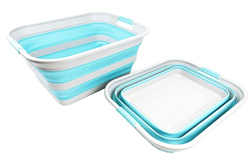 SAMMART 42L Collapsible Plastic Laundry Basket - Foldable Pop Up Storage Container/Organizer - Portable Washing Tub - Space Saving Hamper/Basket