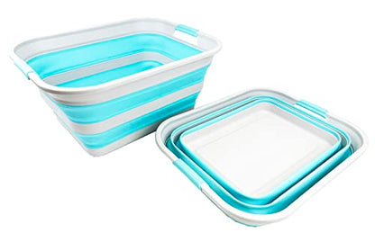 SAMMART 42L Collapsible Plastic Laundry Basket - Foldable Pop Up Storage Container/Organizer - Portable Washing Tub - Space Saving Hamper/Basket