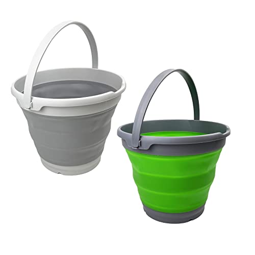 SAMMART 10L Collapsible Plastic Bucket - Foldable Round Tub - Portable Fishing Water Pail - Space Saving Outdoor Waterpot. Size 31cm Dia