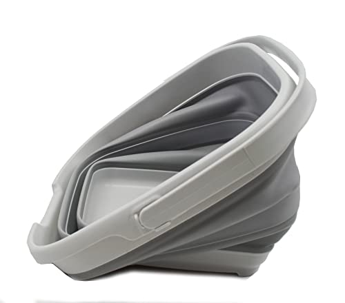 SAMMART 10L Collapsible Rectangular Handy Basket/Bucket (Grey)