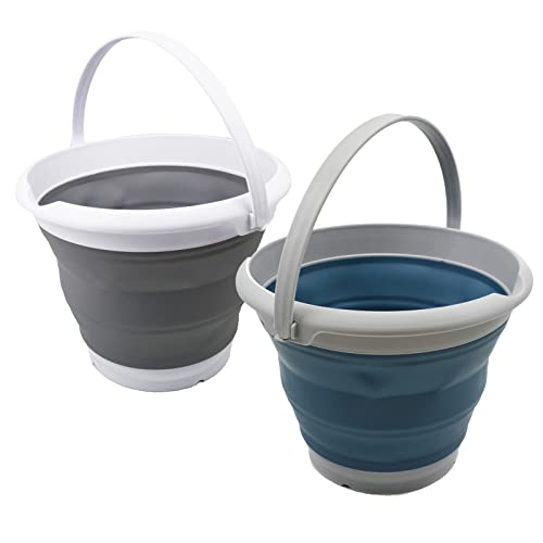 SAMMART 8.5L Collapsible Plastic Bucket - Foldable Round Tub - Portable Fishing Water Pail - Space Saving Outdoor Waterpot. Size 31cm dia