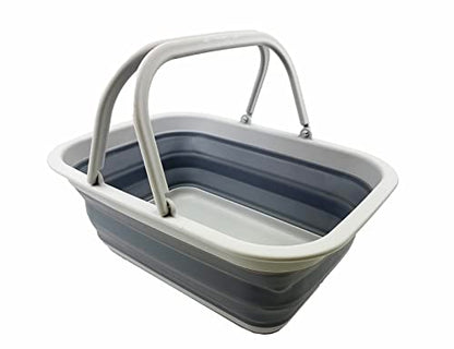 SAMMART 9.2L Collapsible Tub with Handle - Portable Outdoor Picnic Basket/Crater - Foldable Shopping Bag - Space Saving Storage Container