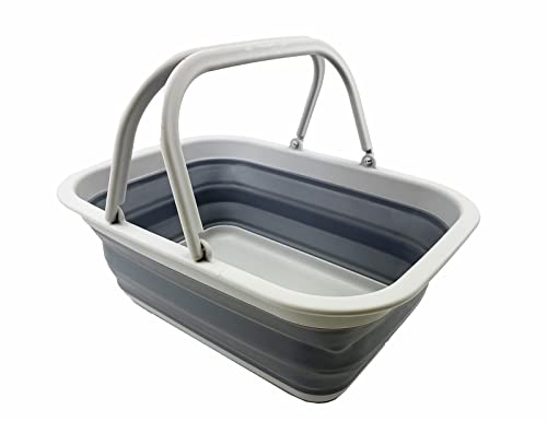 SAMMART 9.2L Collapsible Tub with Handle - Portable Outdoor Picnic Basket/Crater - Foldable Shopping Bag - Space Saving Storage Container