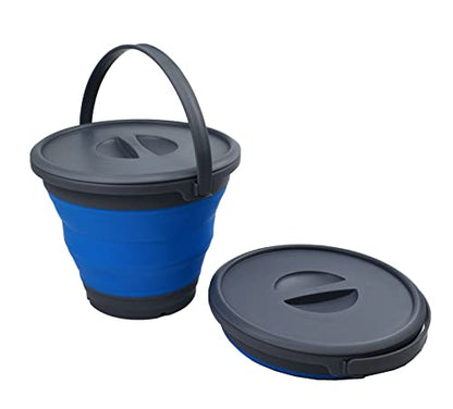 SAMMART 5.5L Collapsible Plastic Bucket with Lid - Foldable Round Tub with Lid - Portable Fishing Water Pail - Space Saving Outdoor Waterpot.