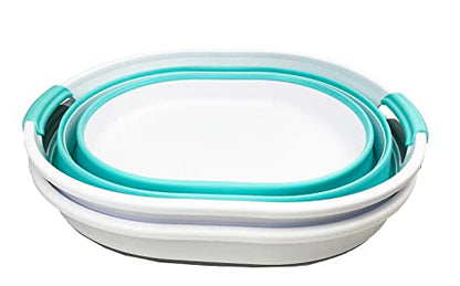 SAMMART 23L Collapsible Plastic Laundry Basket - Oval Tub - Foldable Storage Container/Organizer - Portable Washing Tub - Space Saving Laundry Hamper