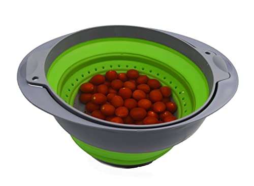 Collapsible TPE/PP Colander & Bowl Set - Foldable Washing Basin - Portable Dish Washing Tub - Space Saving Kitchen Storage Tray